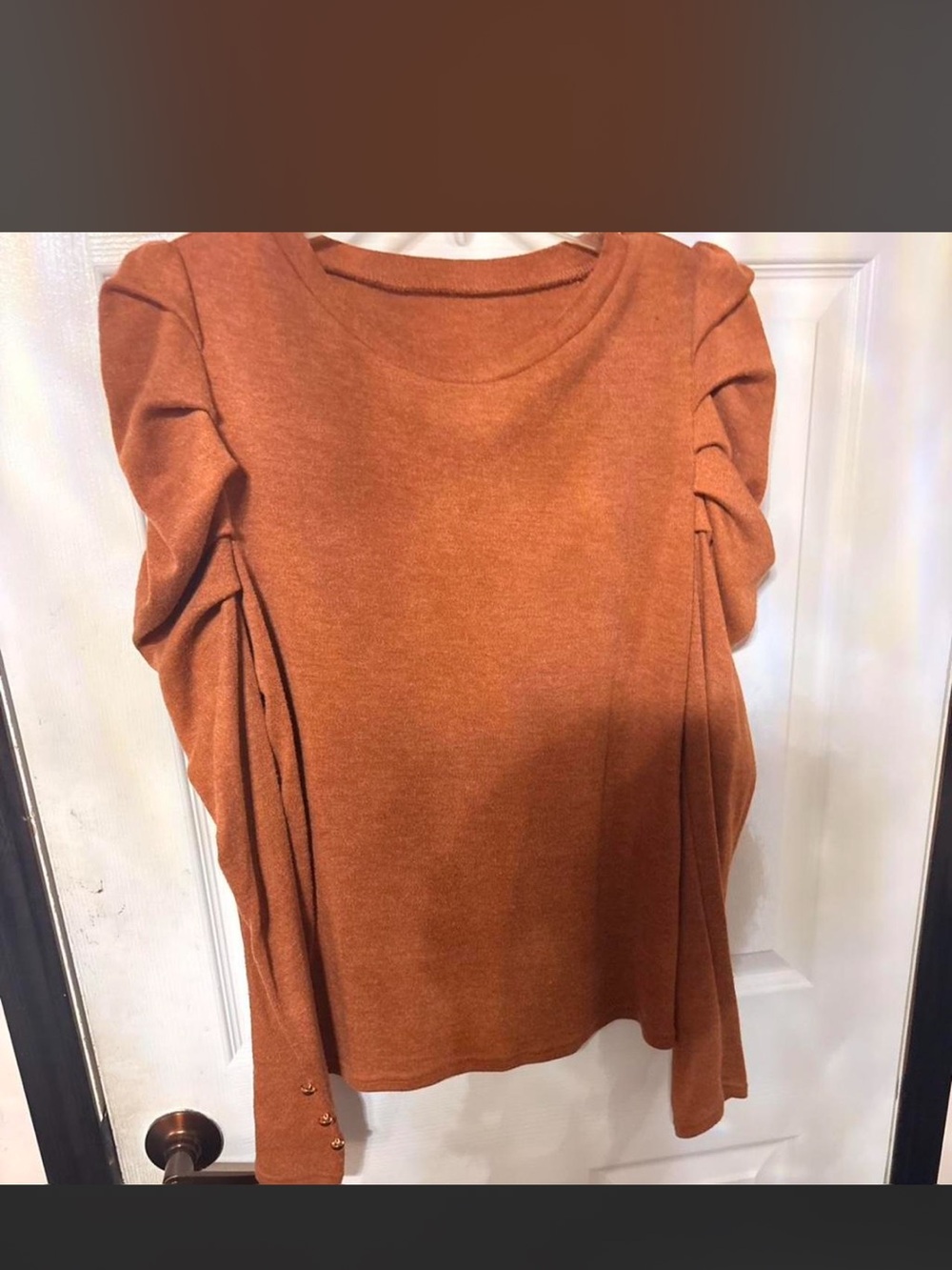 SHEIN Rust Puff-Sleeve Knit Top